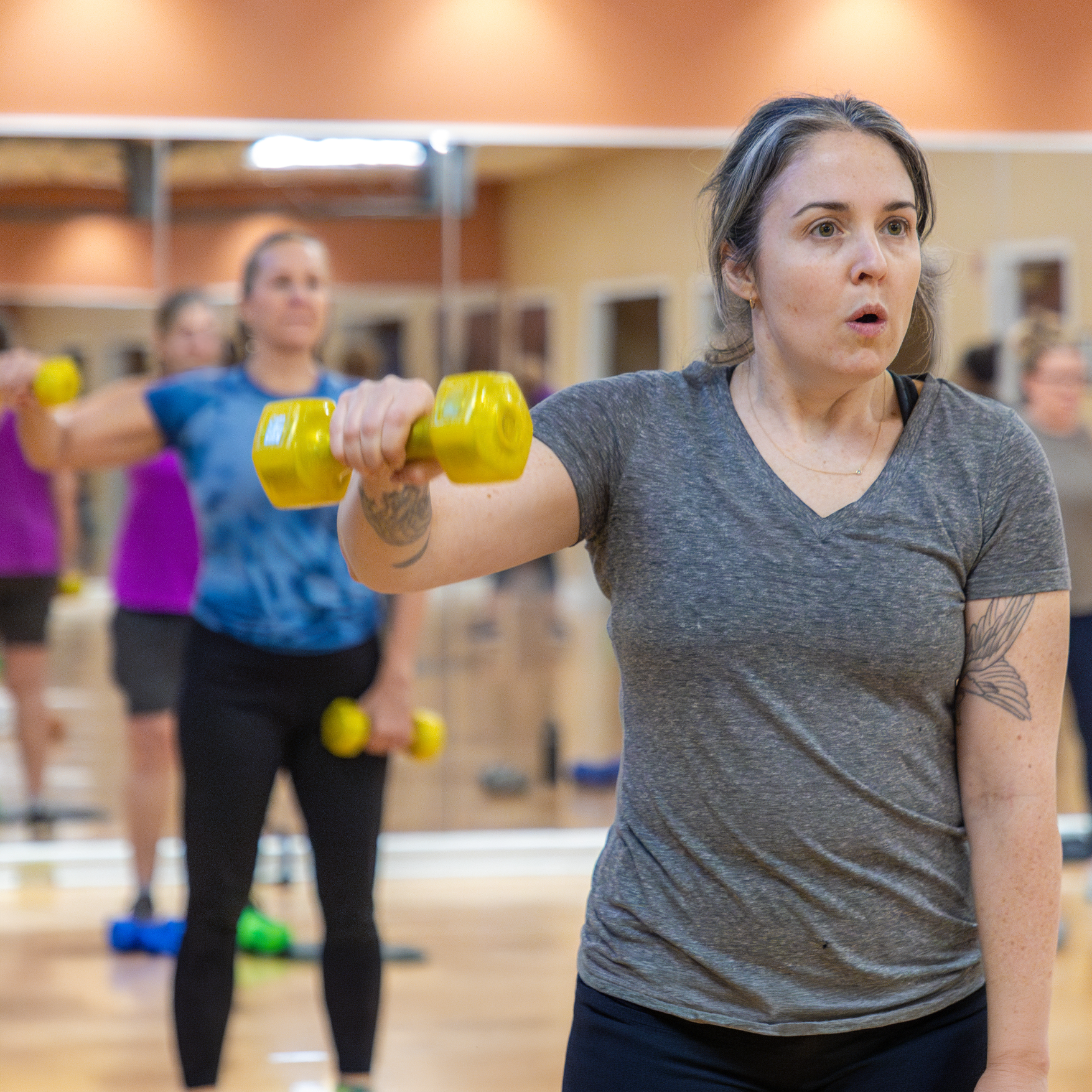 JCC Buffalo members participating in a group fitness class