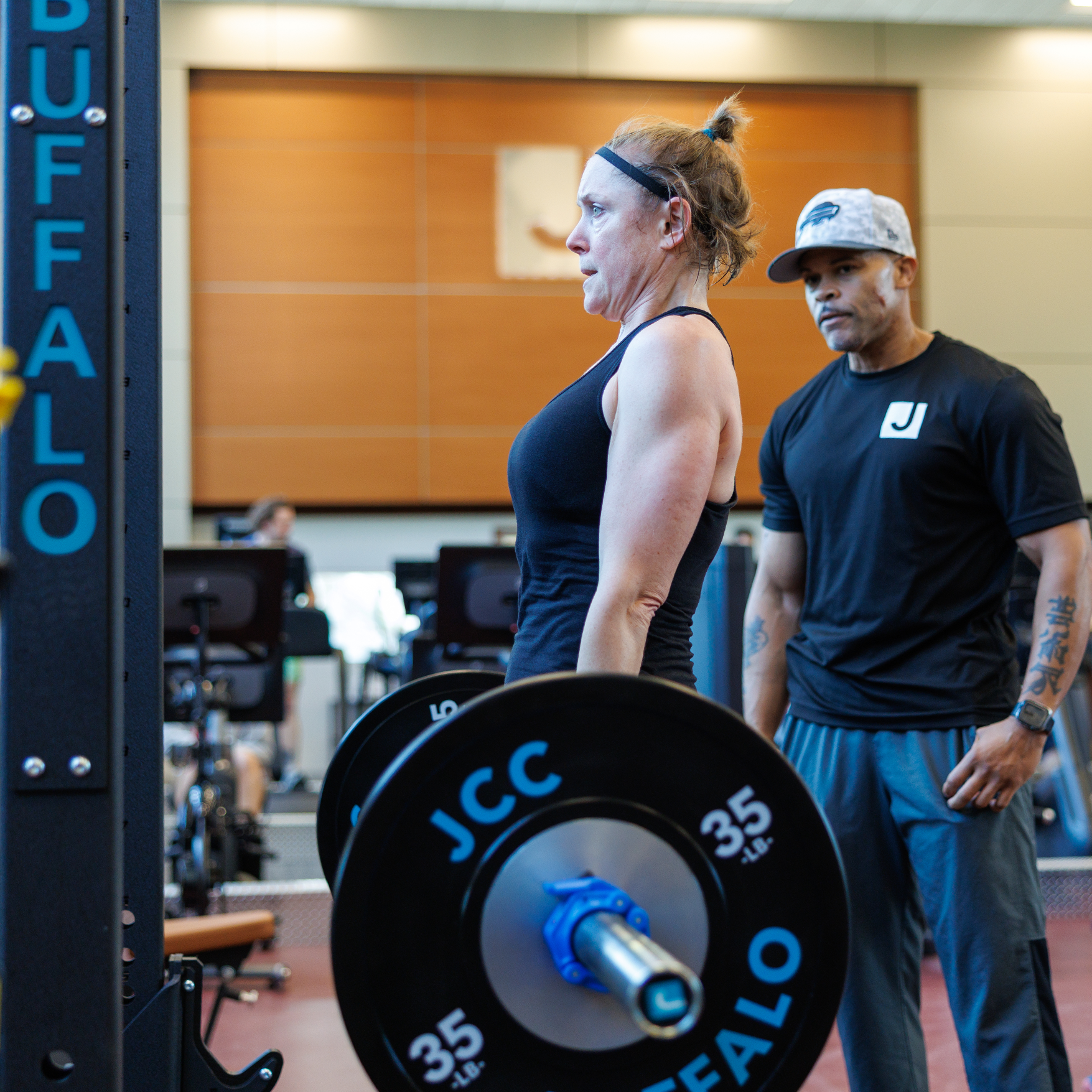JCC Buffalo member and a personal trainer workout